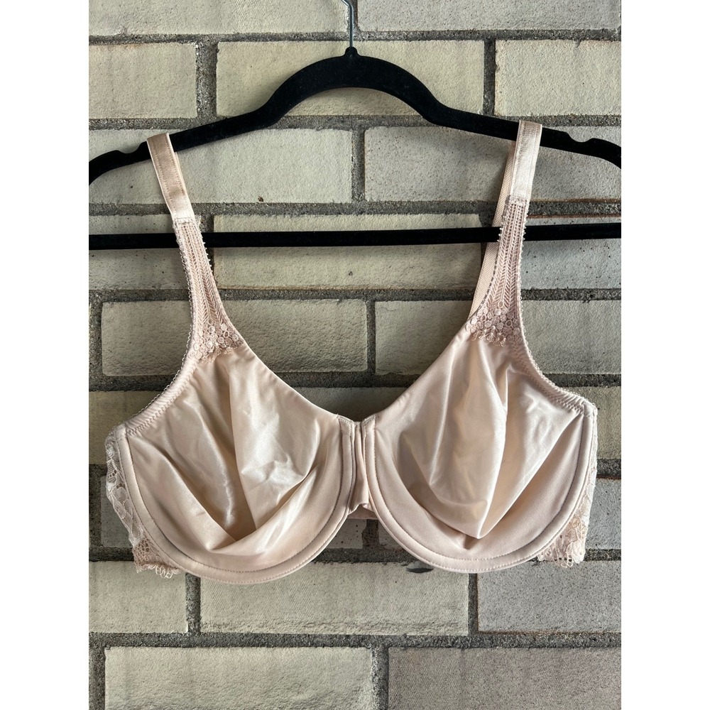 Wacoal Underwire Lace Trim Unlined Bra Beige Tan Size 38D